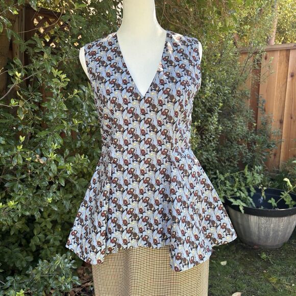 Marni Italy Tunic Top V Neck Sleeveless Floral Print Blouse Size 38 - Picture 8 of 12